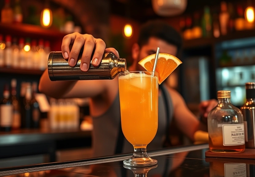 Bartender crafting a signature cocktail at Driftwood